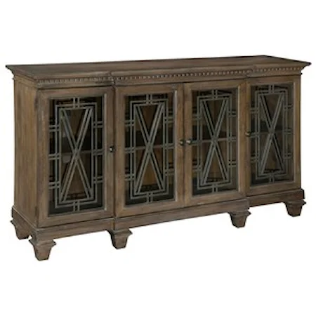Traditional Entertainment Center with Ornate Glass Doors